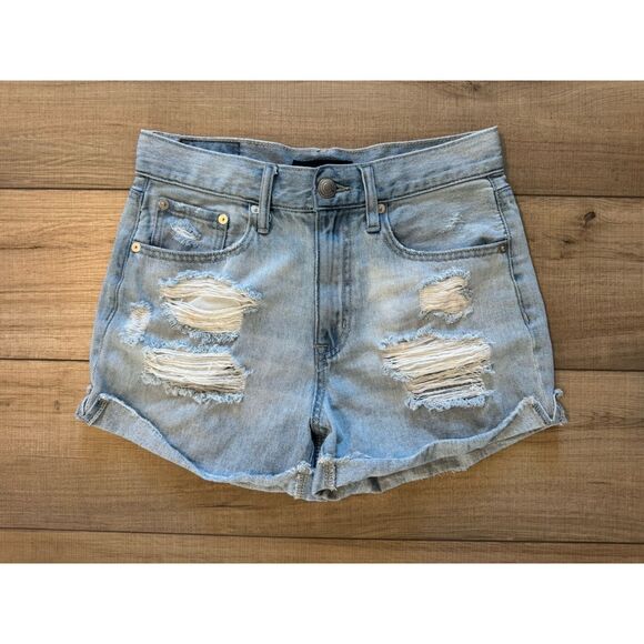 Aeropostale Mom Short Womens 4 Blue Distressed Denim Shorts - Picture 1 of 2